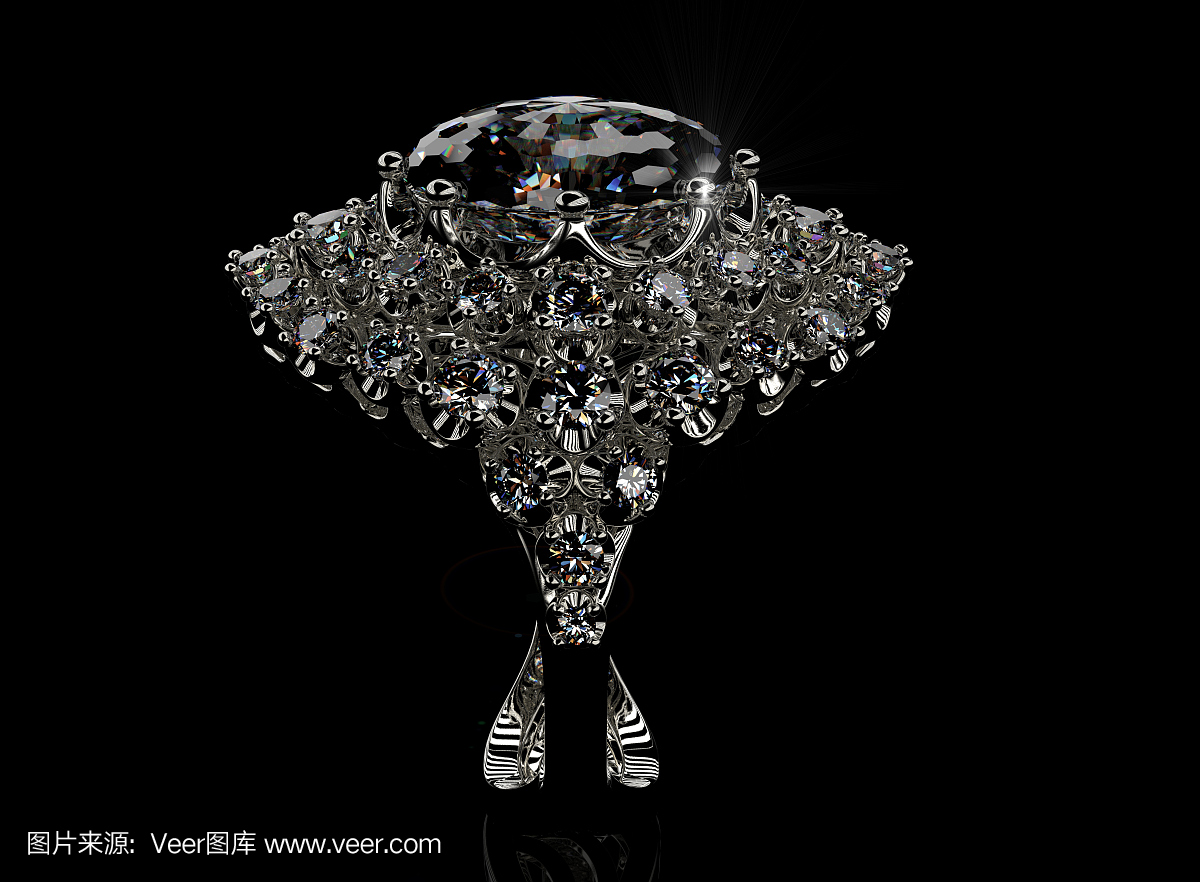与钻石戒指。时尚珠宝首饰的背景