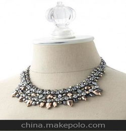 欧美饰品混批 同款银色款多层彩色镶嵌透明宝石项链锁骨链